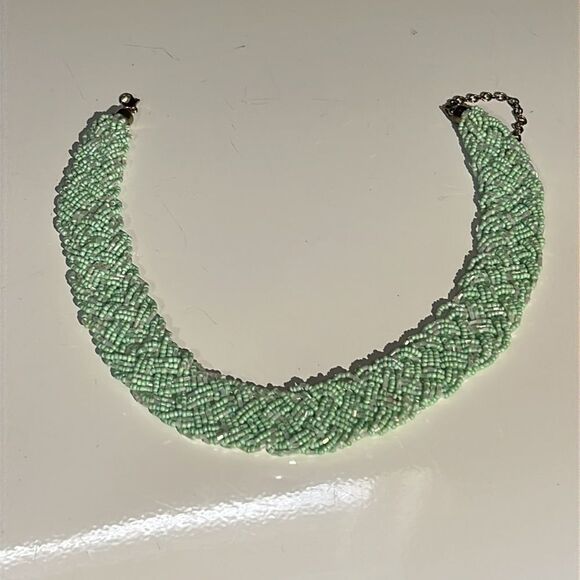 Elegant Mint Green and Clear Multi-Strand Pill Bead Necklace - 17 Inches - Picture 10 of 14